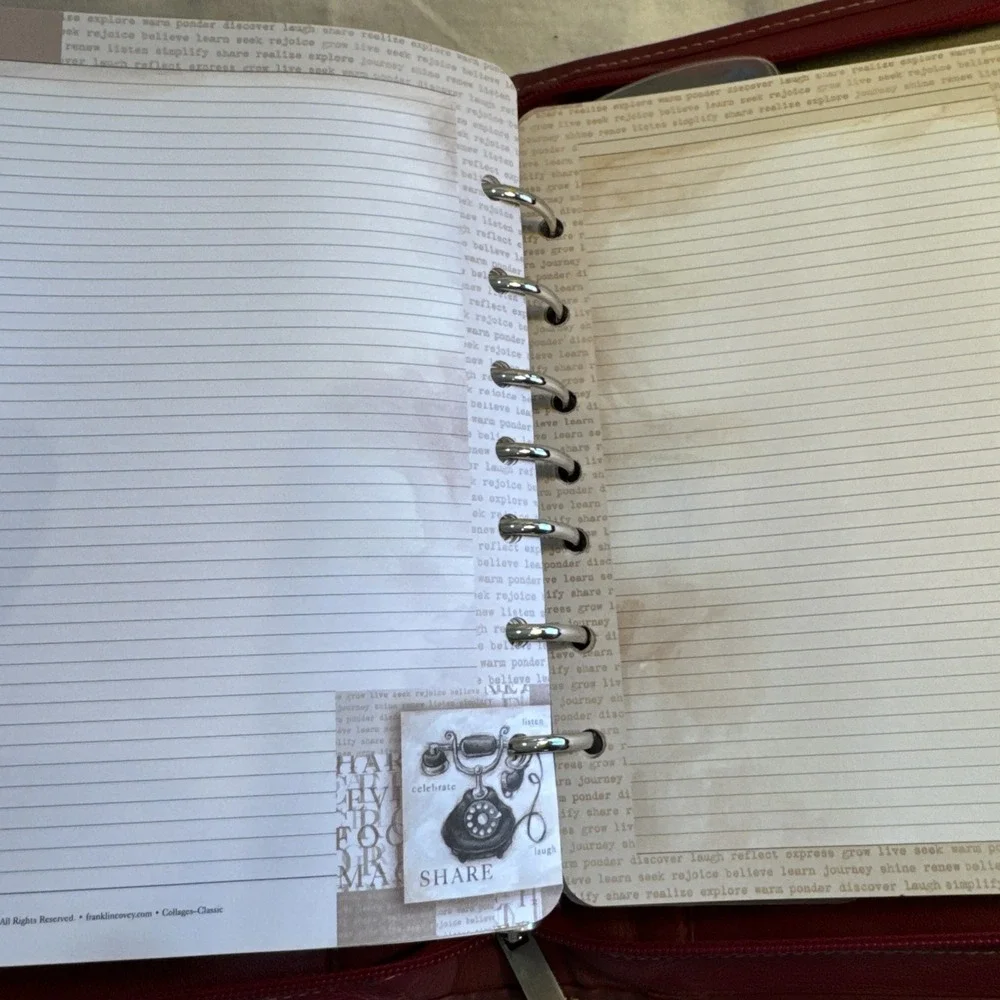 Franklin Covey 7 Ring Genuine Full Grain Leather Inside & Out 11x8